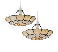 First Choice Lighting Set of 2 Brixham - Tiffany Uplighter Easy Fit Pendant Shades First Choice Lighting Multicolor