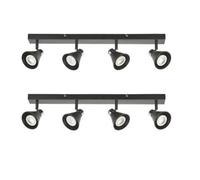 First Choice Lighting Set Of 2 Burton - Matt Black & Chrome Detail 4 Way Ceiling Spotlights
