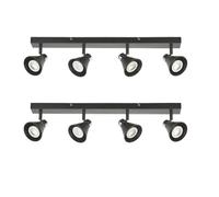 First Choice Lighting Set of 2 Burton - Matt Black & Chrome Detail 4 Way Ceiling Spotlights First Choice Lighting Black