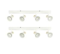 First Choice Lighting Set Of 2 Burton - Matt White & Gold Detail 4 Way Ceiling Spotlights