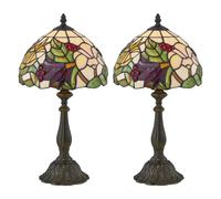 First Choice Lighting Set of 2 Burton - Tiffany Floral 47cm Table Lamps in Bronze First Choice Lighting Bronze