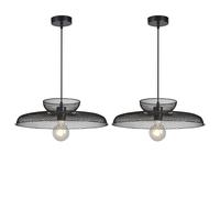 First Choice Lighting Set of 2 Cassidy - Two Tier Black Mesh Ceiling Pendant Lights First Choice Lighting Black