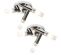 Set of 2 Chrome IP44 Bathroom Triple Ceiling Lights First Choice Lighting Silver One Size