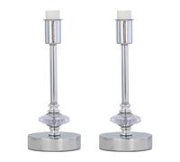 First Choice Lighting Set of 2 Chrome Jewelled Stick Table Lamp Bases Only in Silver First Choice Lighting Silver