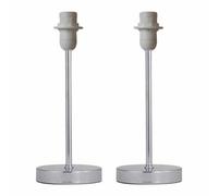 firstchoicelighting Set of 2 Polished Chrome Table Lamps or Bedside Lights Bases, Modern Design, Height 26cm, Bases Only, LED Compatible