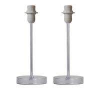 firstchoicelighting Set of 2 Polished Chrome Table Lamps or Bedside Lights Bases, Modern Design, Height 26cm, Bases Only, LED Compatible
