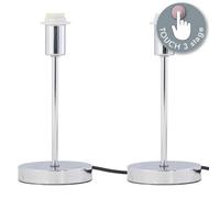 Set of 2 Chrome Touch Operated Stick Table Lamp Bases Only