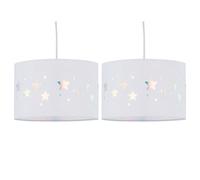 First Choice Lighting Set Of 2 Clayton - White Easy Fit Pendant Shades With Star Cut Out