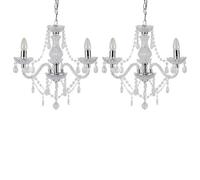First Choice Lighting Set Of 2 Clear And Chrome Marie Therese Style 3 X 40W Chandelier
