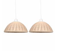 First Choice Lighting Set of 2 Colette - Rattan Dome Pendant Lightshades in Natural First Choice Lighting Natural