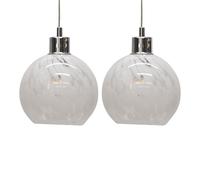 Set of 2 Confetti Glass Easy Fit Ceiling Lightshades or Pendant Shades, White and Clear, Height 15cm Diameter 17cm
