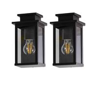 First Choice Lighting Set of 2 Cotswold - Black Traditional Flush Outdoor Wall Lights First Choice Lighting Black