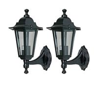 First Choice Lighting Set of 2 Cumbria - Black with Clear Six Sided IP44 Outdoor Wall Lights First Choice Lighting Black