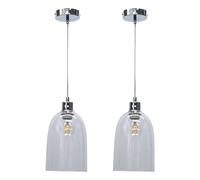 First Choice Lighting Set Of 2 Dallas Chrome With Clear Domed Glass Pendant Lights