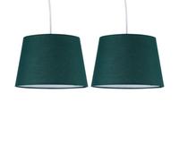 Set of 2 Dark Green 23cm Tapered Cylinder Pendant or Lamp Shades