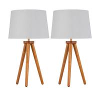 First Choice Lighting Set Of 2 Dark Oak Table Lamp Or Bedside Lights With White Silver Shade
