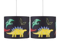 First Choice Lighting Set of 2 Dinosaur 25cm Light Shades in Black First Choice Lighting Black