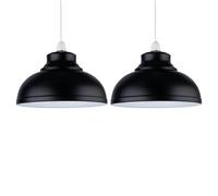 First Choice Lighting Set of 2 Dome - Black Easy Fit Metal Pendant Shades First Choice Lighting Black