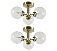 First Choice Lighting Set of 2 Dore - Antique Brass Ceiling Lights with Clear Glass Shades in Bronze First Choice Lighting Bronze