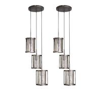 First Choice Lighting Set of 2 Eli - Brushed Silver with Mesh Shades Cluster Pendants First Choice Lighting Silver