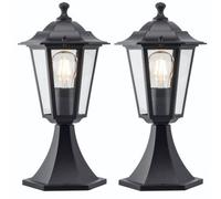 First Choice Lighting Set of 2 Eversham - Black Six Sided IP44 Outdoor Post Lights First Choice Lighting Black