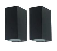 First Choice Lighting Set of 2 Falmouth - Black Up Down Outdoor IP44 Wall Lights First Choice Lighting Black