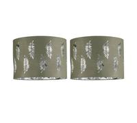 Set of 2 Fern - Sage Green Cut Out 25cm Pendant Lightshades First Choice Lighting Green One Size