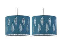 Set of 2 Fern - Teal Cut Out 30cm Pendant Lightshades