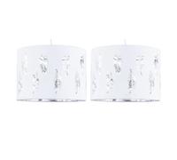 Set of 2 White Pendant Shades, Easy Fit Ceiling Lightshades, Fern Leaf Cut Out Design, Diameter 30cm