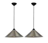 First Choice Lighting Set Of 2 Fontana - Brushed Chrome 40Cm Diameter Ceiling Pendants