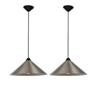 First Choice Lighting Set of 2 Fontana - Brushed Chrome 40cm Diameter Ceiling Pendants in Silver First Choice Lighting Silver