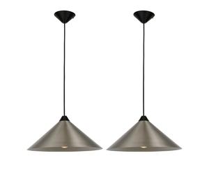First Choice Lighting Set of 2 Fontana - Brushed Chrome 40cm Diameter Ceiling Pendants in Silver First Choice Lighting Silver