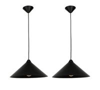 First Choice Lighting Set of 2 Fontana - Matt Black 40cm Diameter Ceiling Pendant Light First Choice Lighting Black