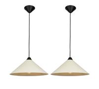 First Choice Lighting Set of 2 Fontana - Taupe 40cm Diameter Ceiling Pendant Lights in Cream First Choice Lighting Cream