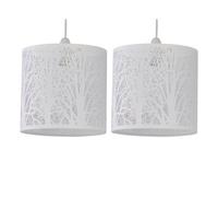 First Choice Lighting Set Of 2 Forest - White Cut Out Pendant Shades