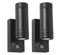 First Choice Lighting Set of 2 Gale - Polypropylene Coastal PIR Motion Sensor Wall Lights in Black First Choice Lighting Black