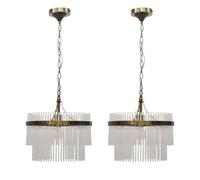 First Choice Lighting Set Of 2 Georgia Antique Brass With Glass Ceiling Pendant Lights