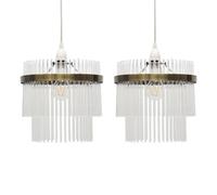 First Choice Lighting Set Of 2 Georgia - Antique Brass With Glass Easy Fit Pendant Shades