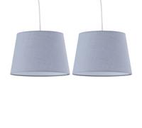 First Choice Lighting Set Of 2 Grey Cotton 23Cm Tapered Cylinder Pendant Or Lamp Shades