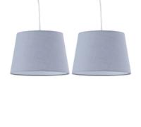 firstchoicelighting Set of 2 Grey Fabric Easy Fit Light Shades/Lampshades for Ceiling Light or Table Lamps, 23cm Diamater