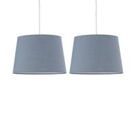 Set of 2 Grey Fabric Easy Fit Light Shades/Lampshades for Ceiling Light or Table Lamps, 28cm Diamater