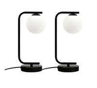 First Choice Lighting Set Of 2 Grosvenor - Black Table Lights With Glass Globes