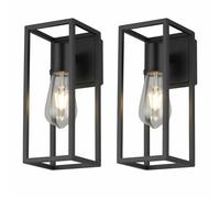 First Choice Lighting Set of 2 Hale - Black IP44 Outdoor Wall Lights First Choice Lighting Black