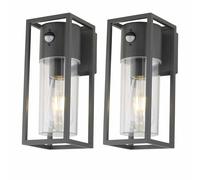 First Choice Lighting Set of 2 Hale - Black Motion Sensor Outdoor Wall Lights First Choice Lighting Black