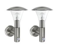 Set of 2 Stainless Steel Outdoor Wall Lights, Modern Motion Sensor Activated Security Lights, IP44 Rated, LED Compatible