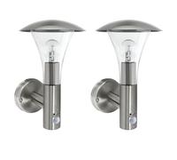 Set of 2 Stainless Steel Outdoor Wall Lights, Modern Motion Sensor Activated Security Lights, IP44 Rated, LED Compatible