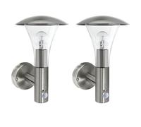 firstchoicelighting Set of 2 Stainless Steel Outdoor Wall Lights, Modern Motion Sensor Activated Security IP44 Rated, LED Compatible