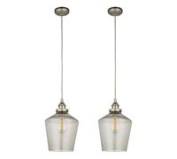 First Choice Lighting Set Of 2 Heath - Aged Copper Retro Glass Pendant Lights