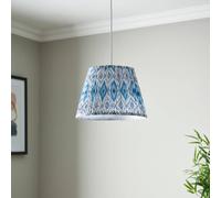 First Choice Lighting Set of 2 Ikat - Blue 30cm Easy Fit Pendant Shade or Table Lampshades First Choice Lighting Multicolor