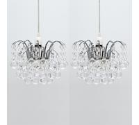 First Choice Lighting Set of 2 Inspire - Jewelled Droplets Easy Fit Pendant Shades in Clear First Choice Lighting Clear